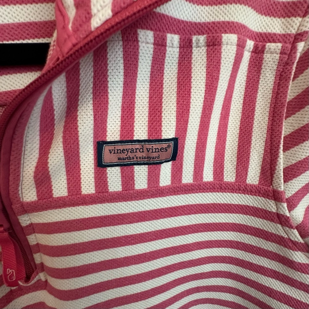 Vineyard Vines Pink & White Striped Quarter-Zip Pullover - Picture 2 of 7